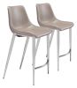 Magnus Counter Stool (Set of 2) Brown & Silver