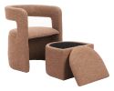 Atria Accent Chair & Ottoman Tawny Brown
