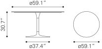 Metropolis Dining Table (60") Gray & Silver