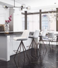 Aki Barstool (Set of 2) White & Walnut