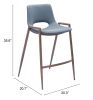 Desi Counter Stool (Set of 2) Azure Gray & Walnut