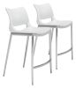 Ace Counter Stool (Set of 2) White & Silver