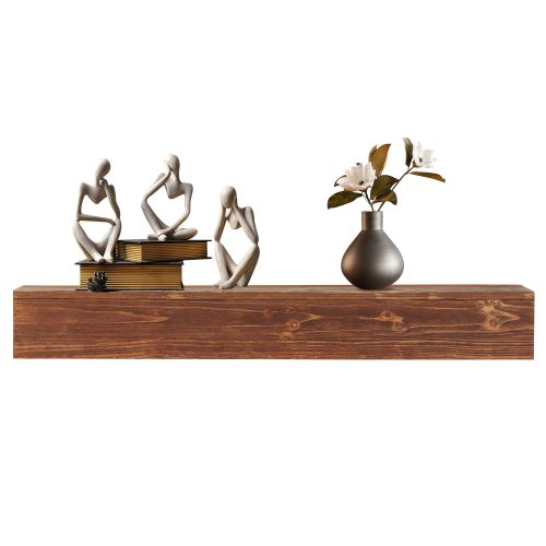 60" Rustic Wood Fireplace Mantel, Wall-Mounted & Floating Shelf for Home Decor