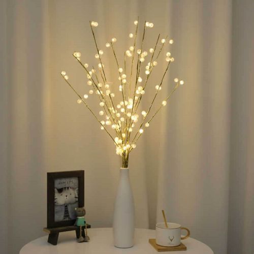 White Twig Branches 32IN 100 LED with Timer Battery Operated;  Artificial Tree Branch with Warm White Lights for Holiday Xmas Party Decoration Indoor